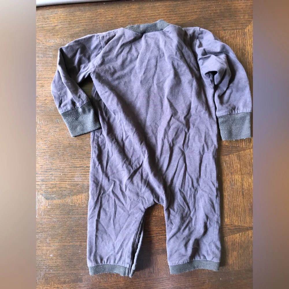 4/$20 Banana Split Forest Friends Brown Embroidered Long Sleeve Playsuit Sz 12mo